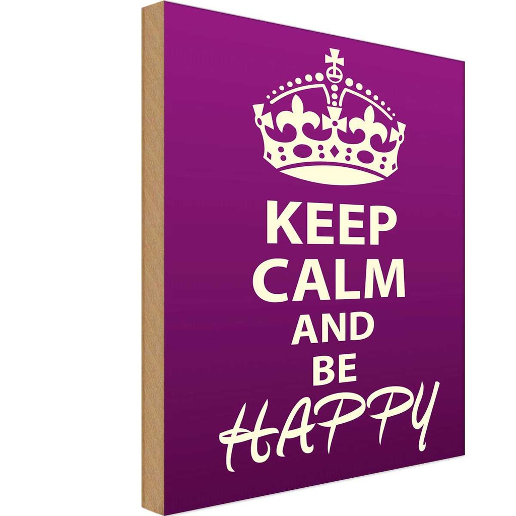 Holzschild 18x12 cm Keep Calm and be happy