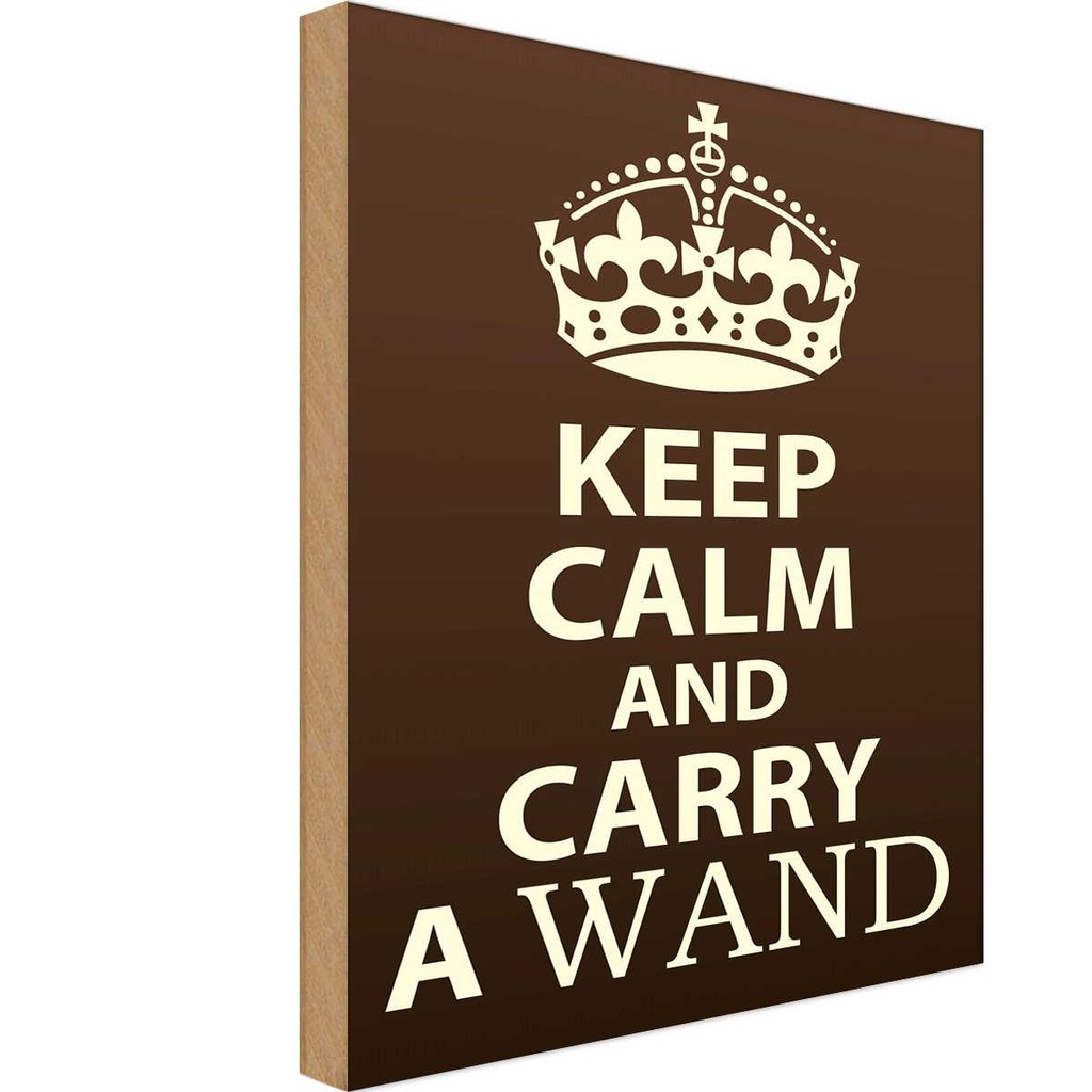 Holzschild 18x12 cm Keep Calm and carry a wand