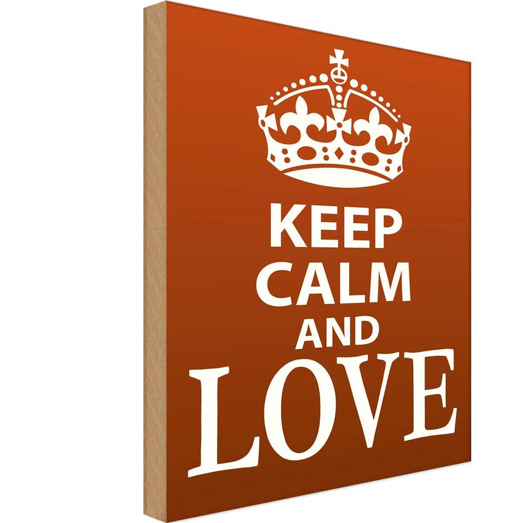 Holzschild 18x12 cm Keep Calm and Love
