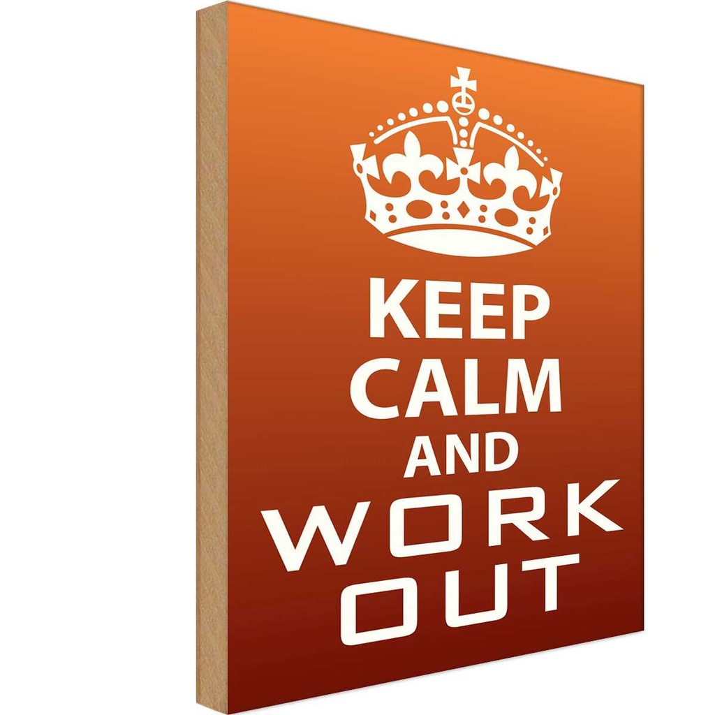 Holzschild 18x12 cm Keep Calm and work out