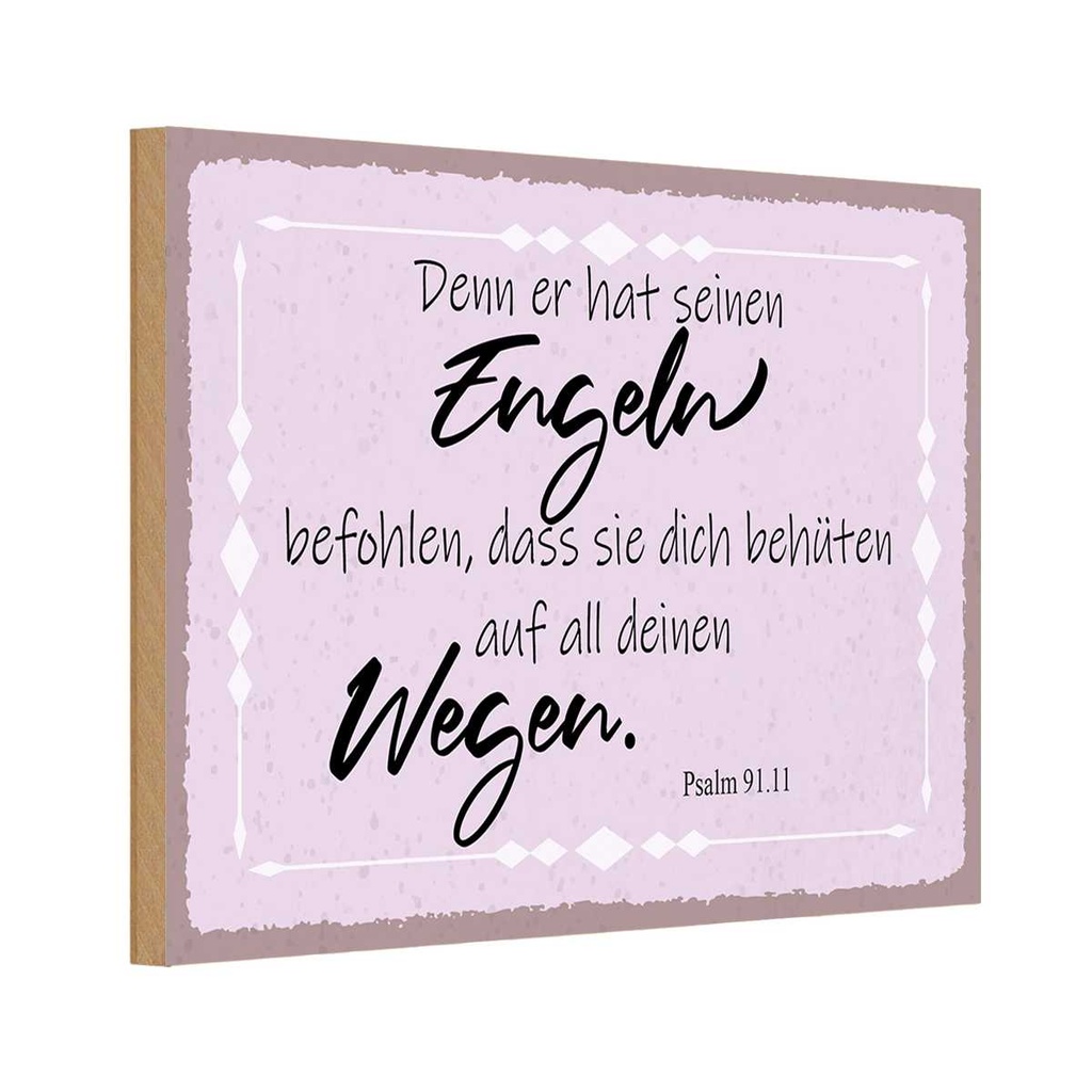 Holzschild 12x18 cm er hat seinen Engeln befohlen Dekoration