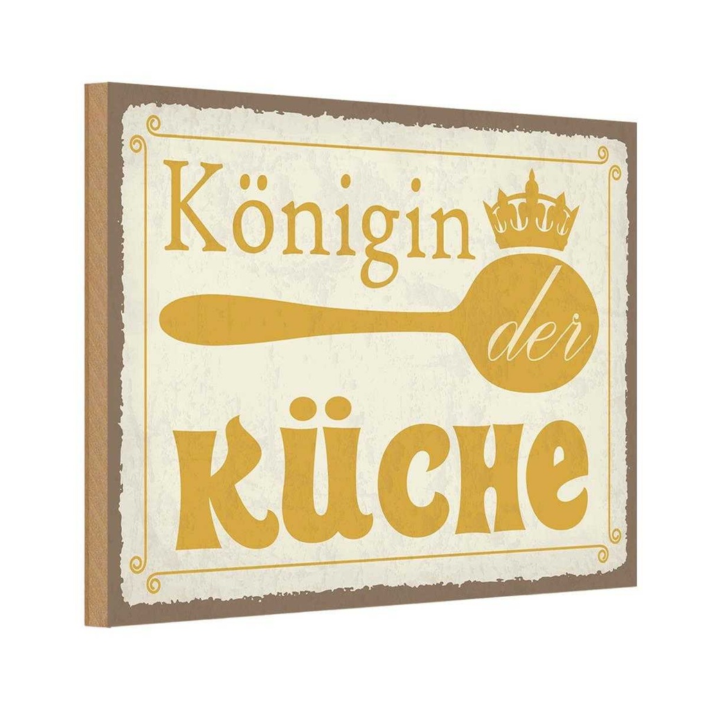 Holzschild 12x18 cm Königin der Küche Krone Kochen