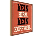 Holzschild 18x12 cm kein Hirn Kopfweh Dekoration