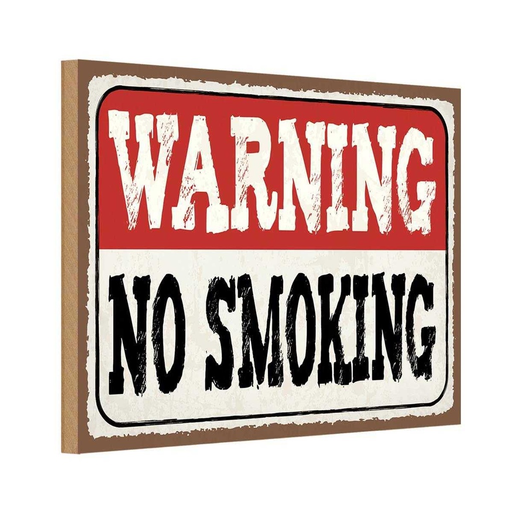 Holzschild 12x18 cm Warning no smoking Geschenk