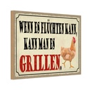 Holzschild 12x18 cm wenn es flüchten kann Grill Spruch Zitat