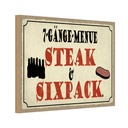 Holzschild 12x18 cm 7 Gänge Menü Steak Sixpack Grill