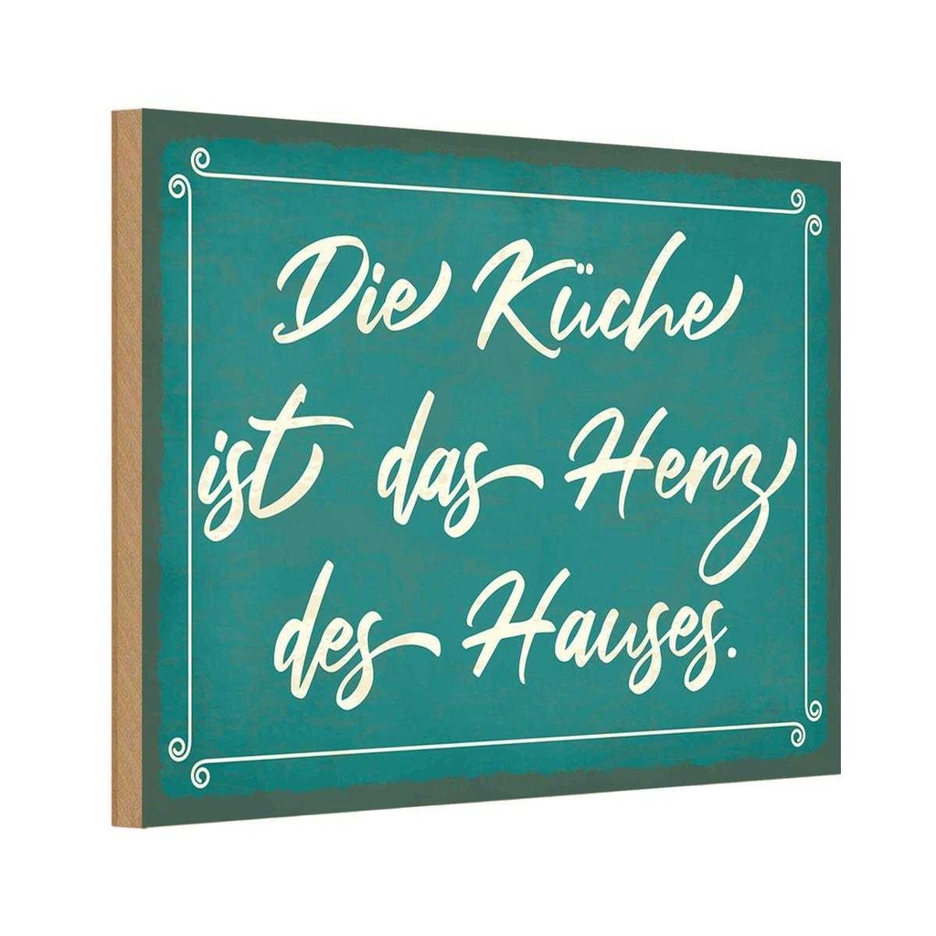 Holzschild 12x18 cm Küche ist das Herz des Hauses Kochen