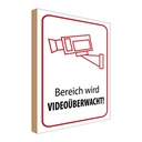 Holzschild 18x12 cm Bereich wird videoüberwacht Dekoration