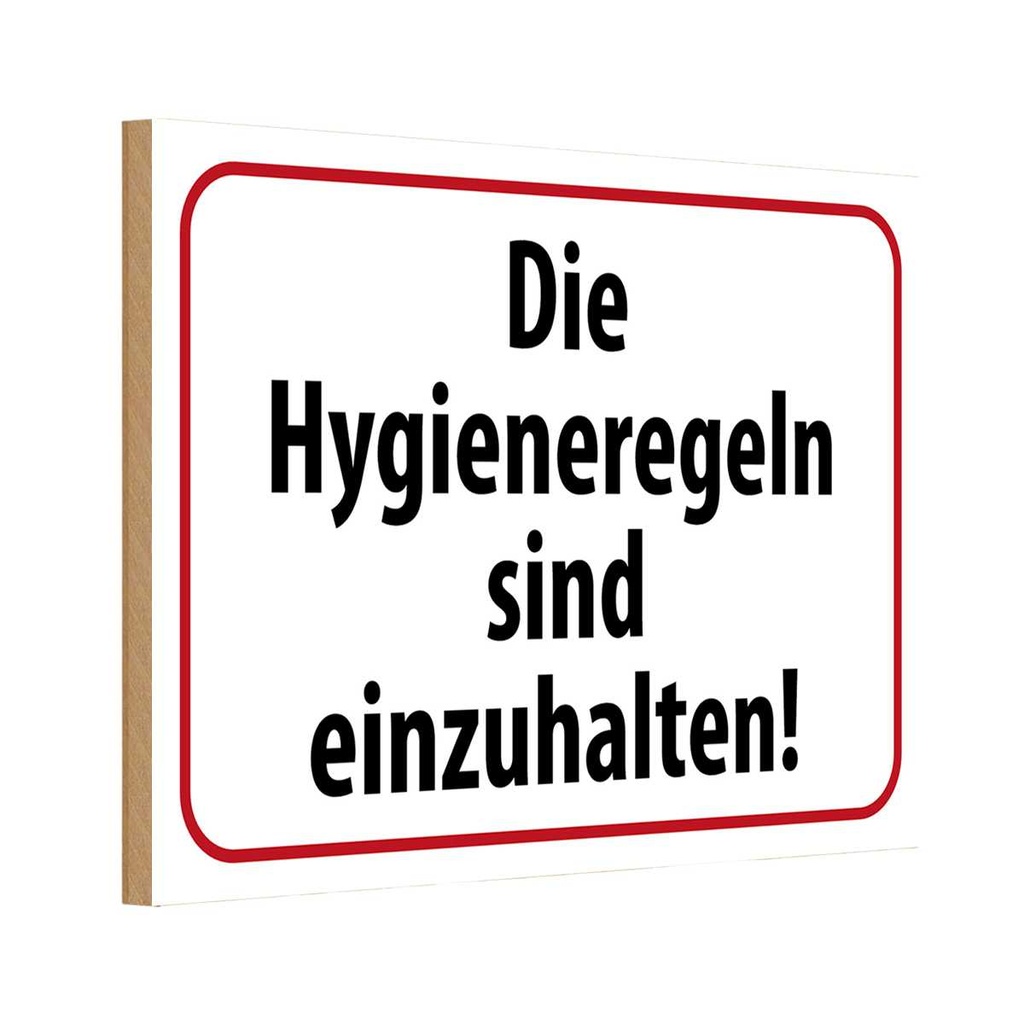 Holzschild 12x18 cm Hygieneregeln sind einzuhalten Warnschild Hinweisschild