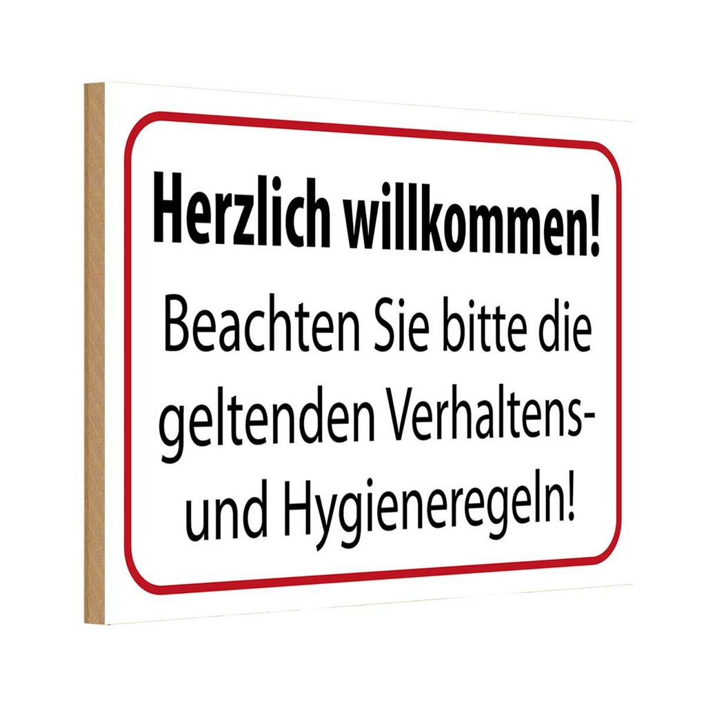 Holzschild 12x18 cm Verhaltens- und Hygienenregeln Warnschild Hinweisschild
