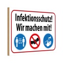 Holzschild 12x18 cm Infektionsschutz wir machen mit Warnschild Hinweisschild