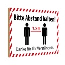 Holzschild 12x18 cm bitte Abstand halten 1.5 m Warnschild Hinweisschild