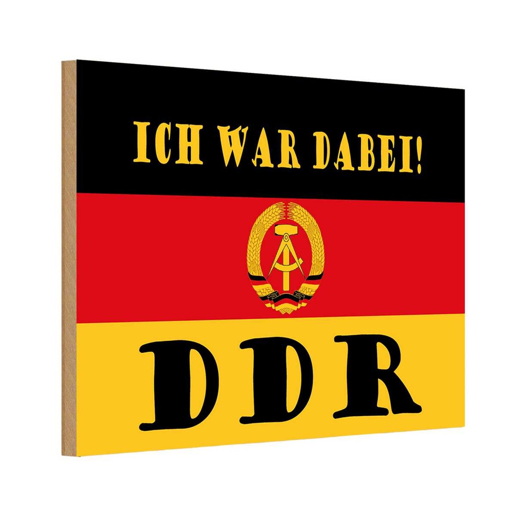 Holzschild 12x18 cm ich war Spaß Flagge Fahne Wappen dabei DDR Ostalgie Witz Humor Lustig