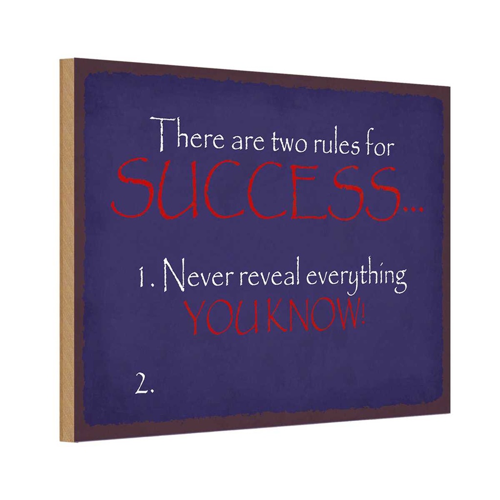 Holzschild 12x18 cm two rules for Success never Dekoration