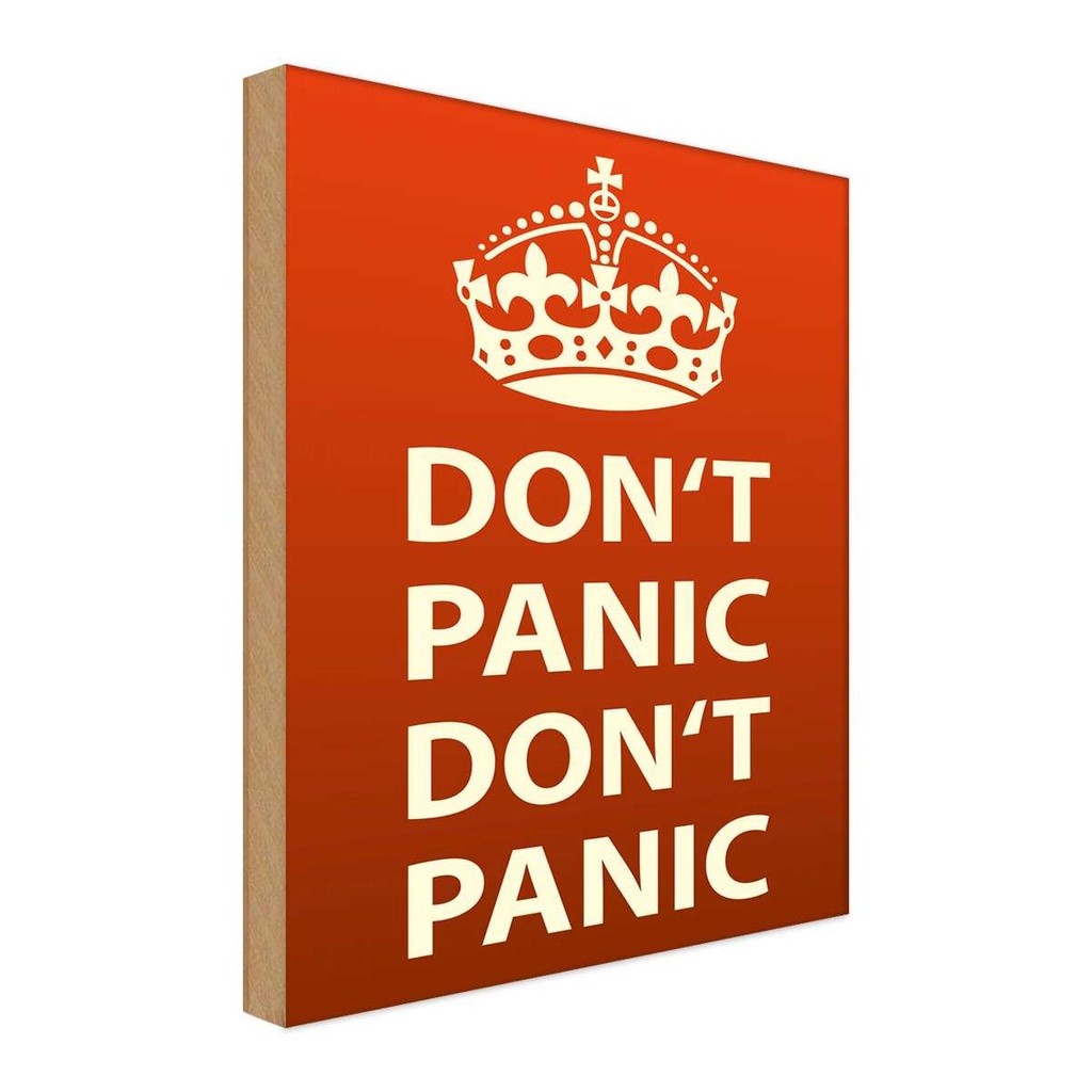Holzschild 18x12 cm don´t Panic keine Panik Krone Dekoration