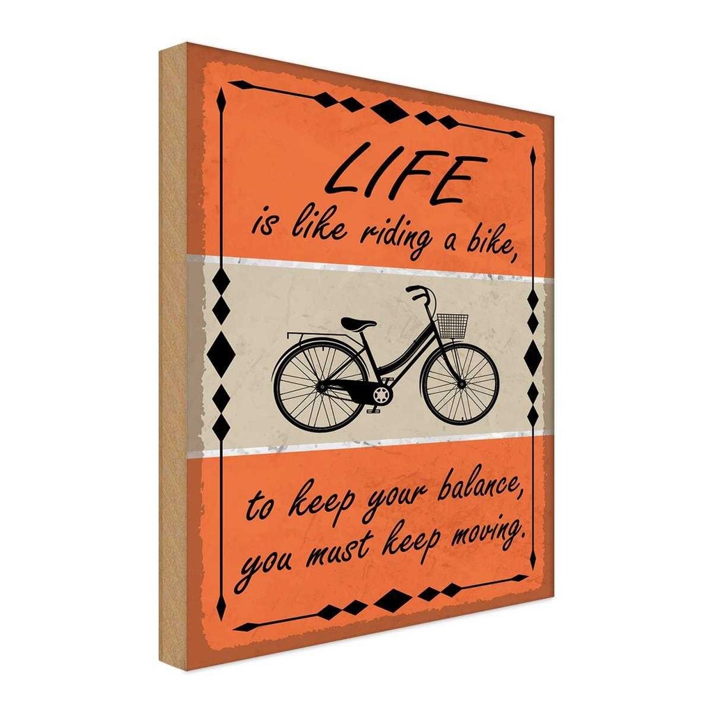 Holzschild 18x12 cm Life is like riding a bike Spruch Zitat