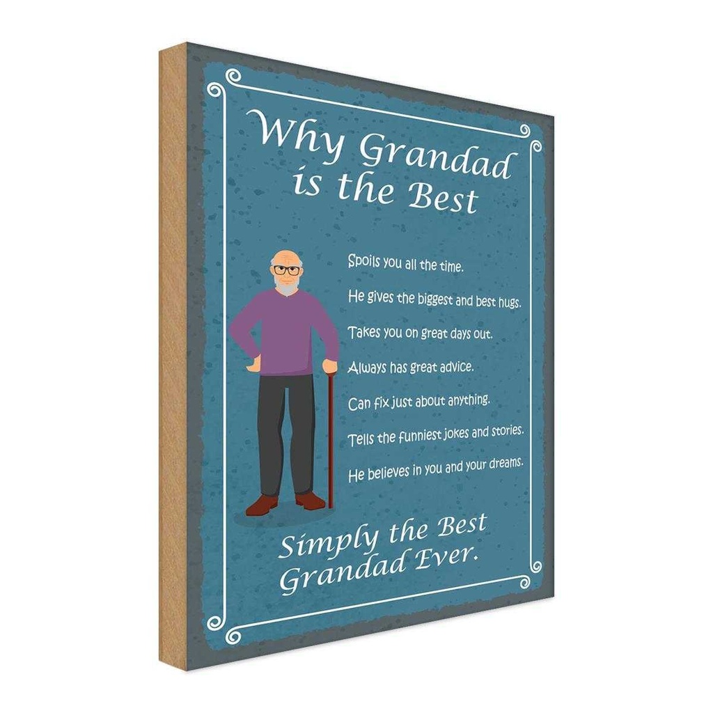Holzschild 18x12 cm why Grandad is the best Opa Oma