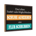 Holzschild 12x18 cm Schuhe ausziehen Flur schrubben Spruch Zitat