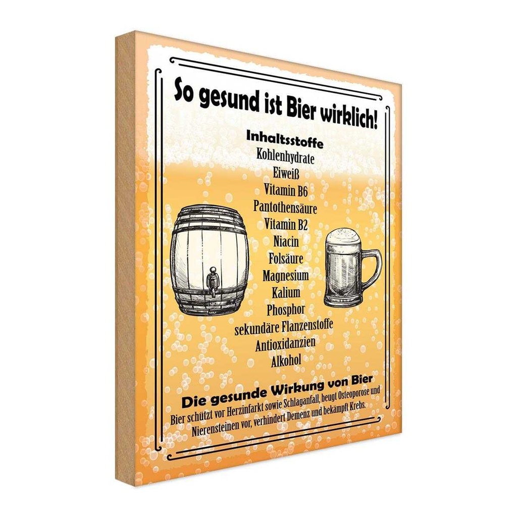 Holzschild 18x12 cm so gesund ist Bier wirklich Essen Trinken