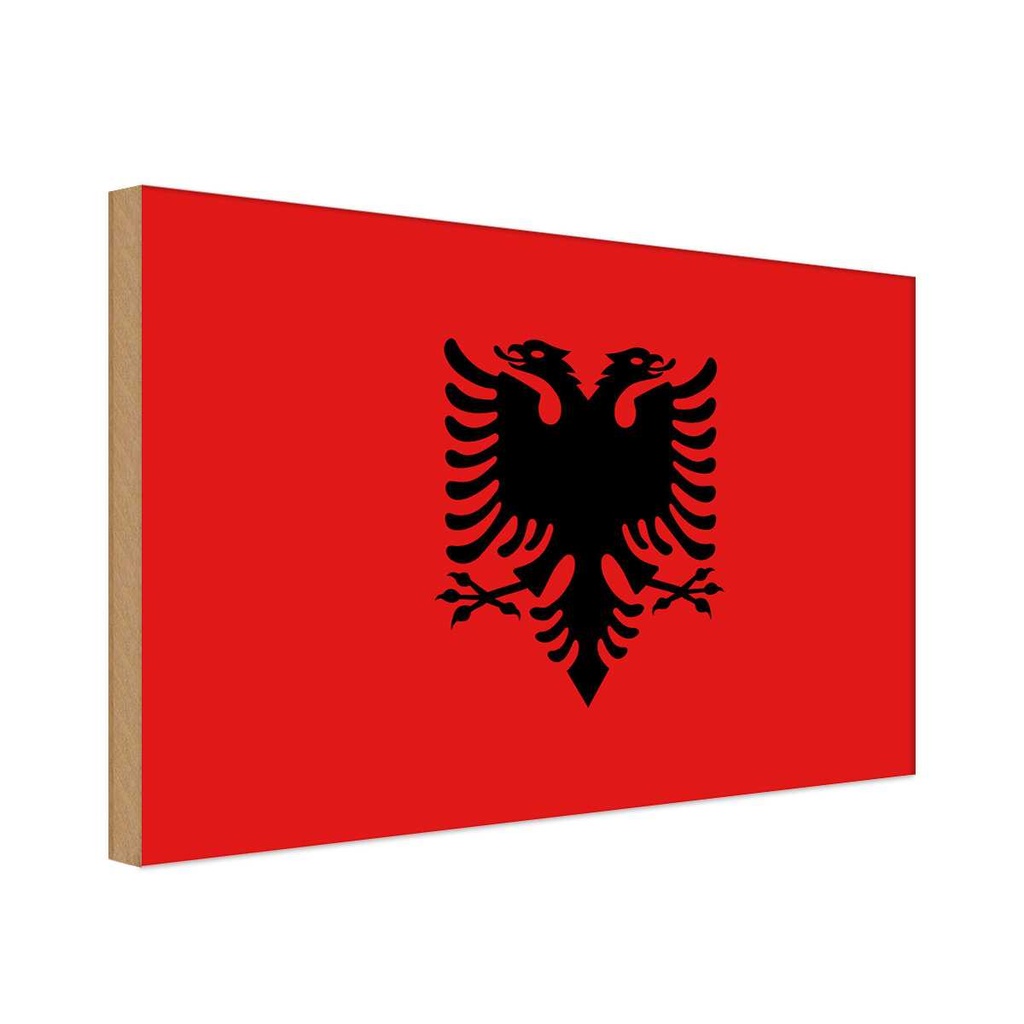 Holzschild 12x18 cm Albaniens Albania Flagge Fahne Wappen