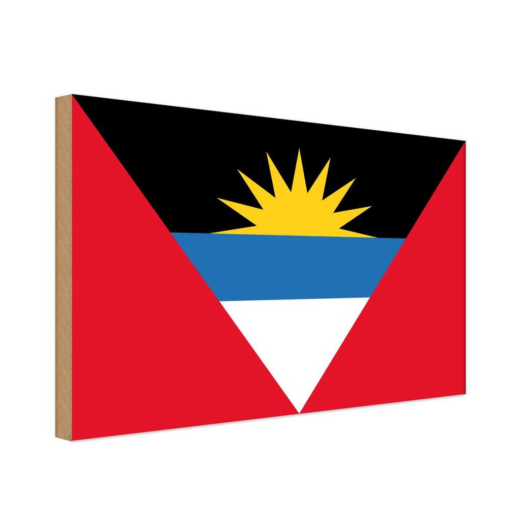 Holzschild 12x18 cm Antigua und Barbuda Flagge Fahne Wappen