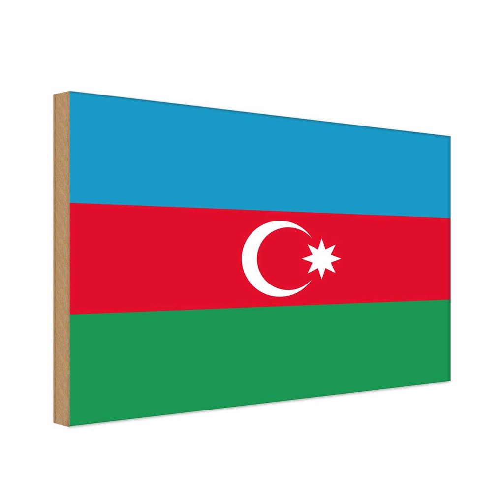 Holzschild 12x18 cm Aserbaidschan Azerbaijan Flagge Fahne Wappen