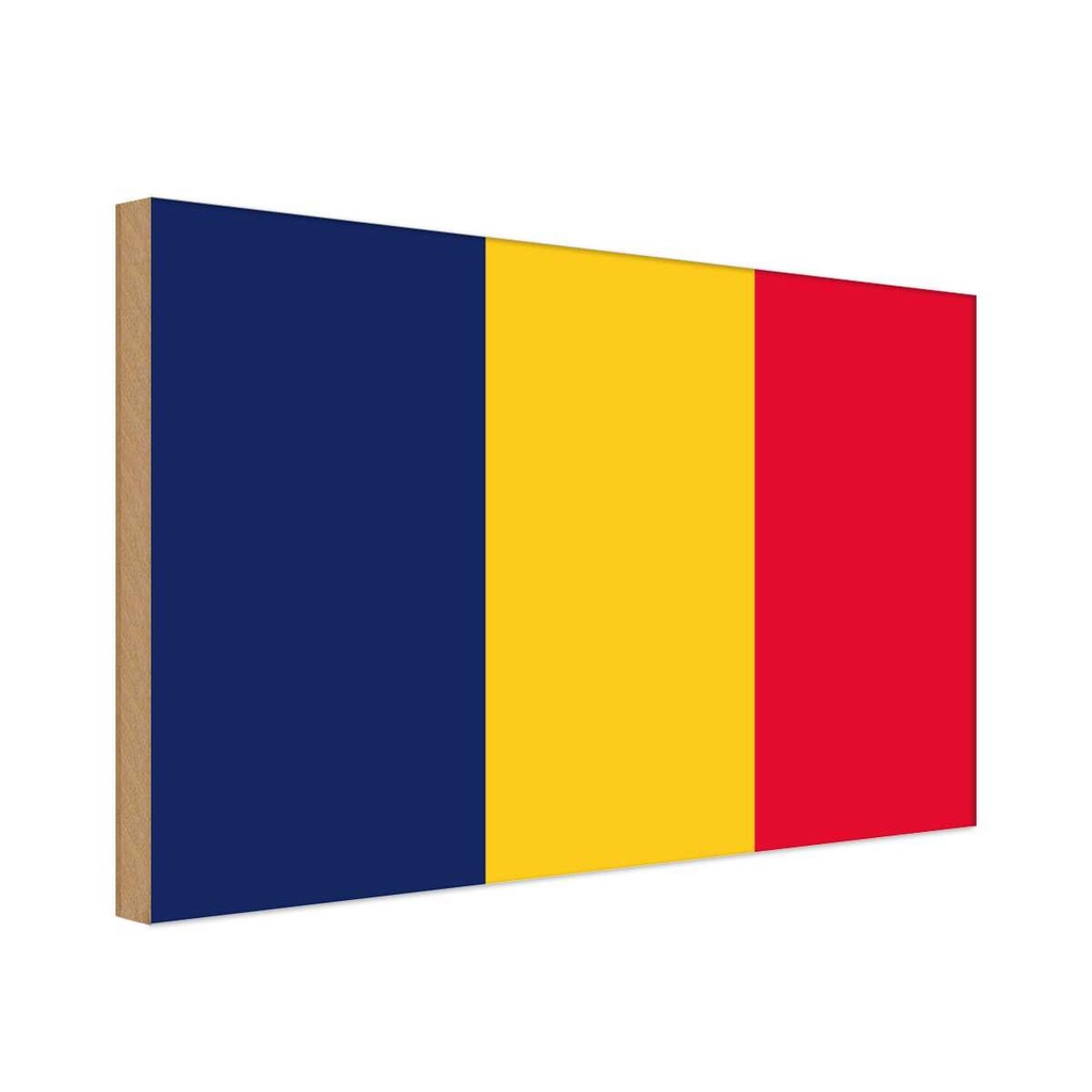 Holzschild 12x18 cm des Tschad Chad Flagge Fahne Wappen