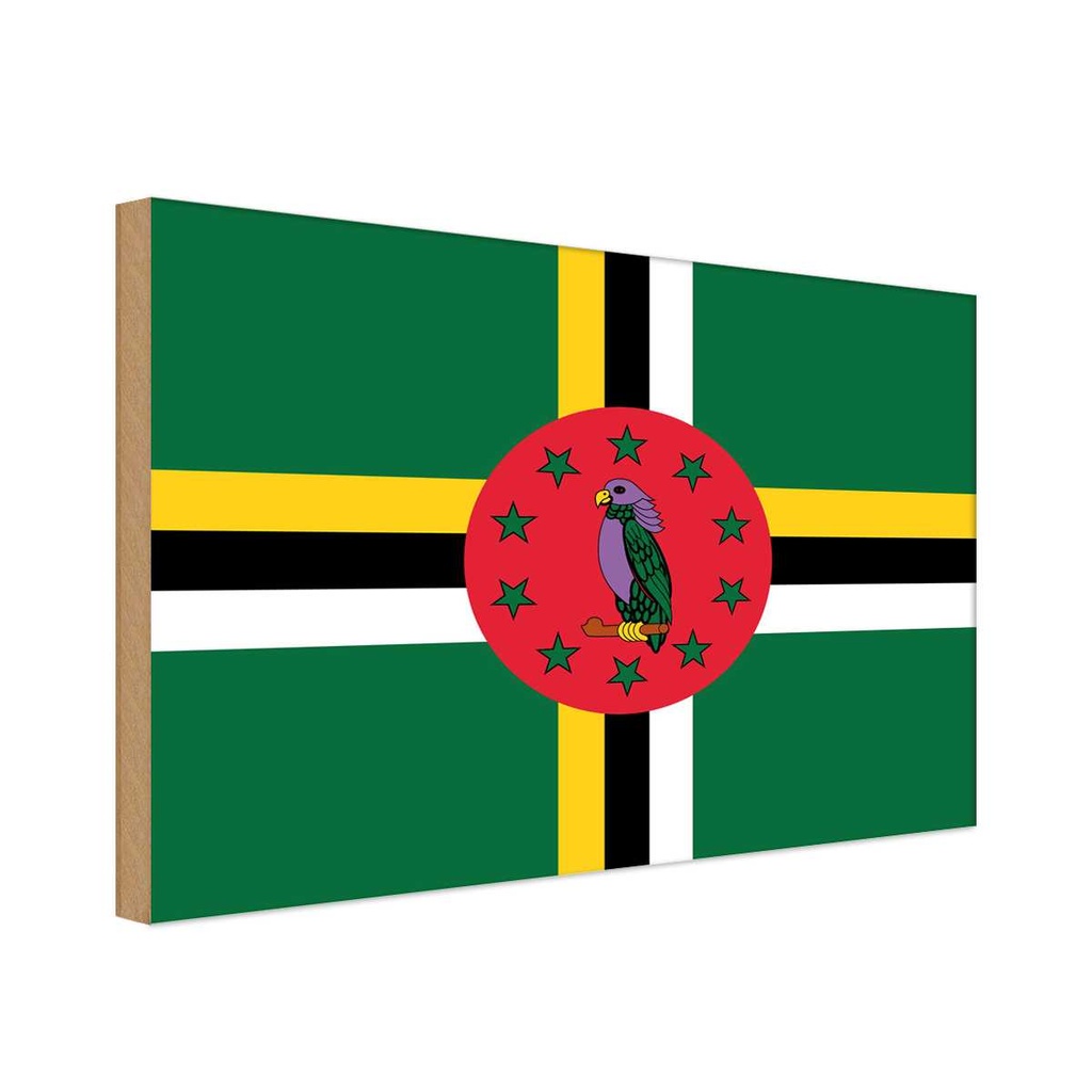 Holzschild 12x18 cm Dominicas Dominica Flagge Fahne Wappen