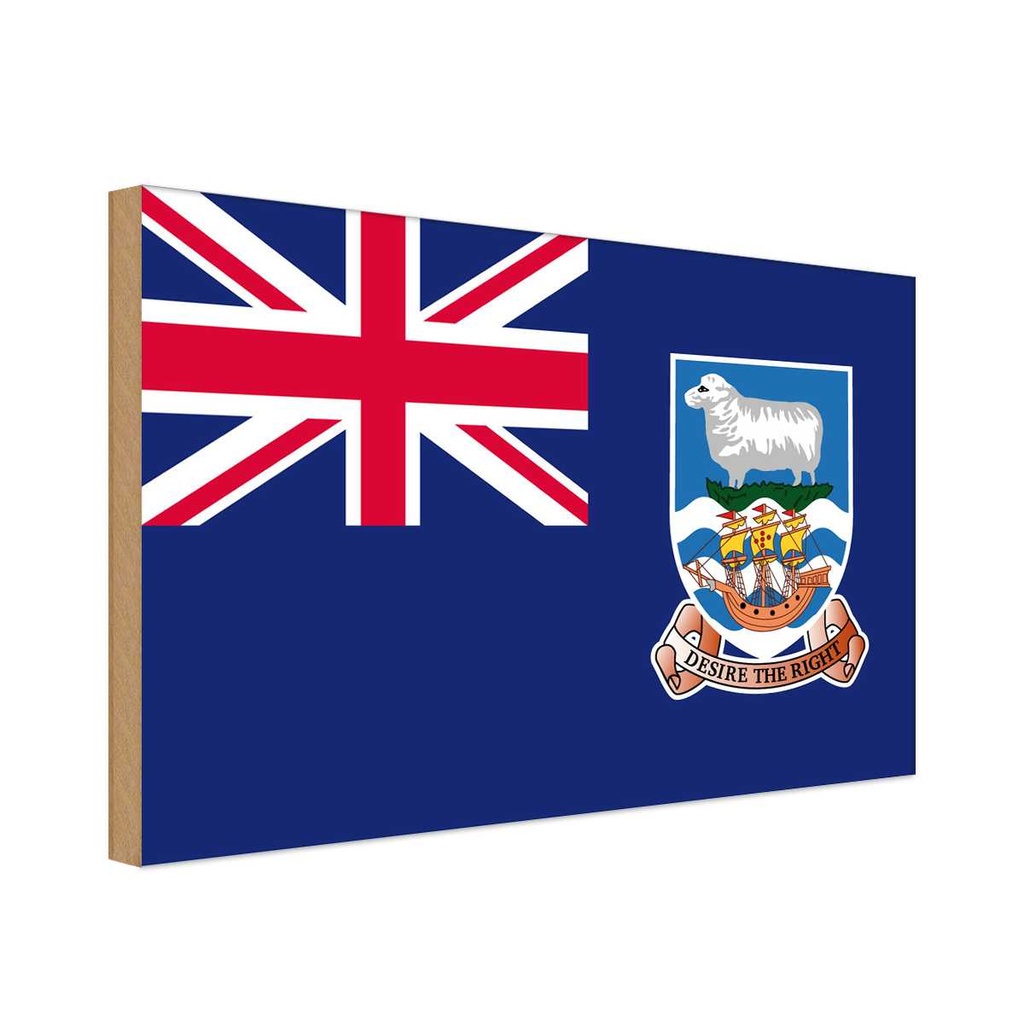 Holzschild 12x18 cm Falklandinseln Falkland Islands Flagge Fahne Wappen