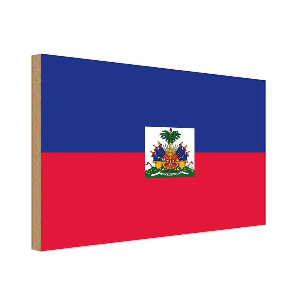Holzschild 12x18 cm Haitis Haiti Flagge Fahne Wappen