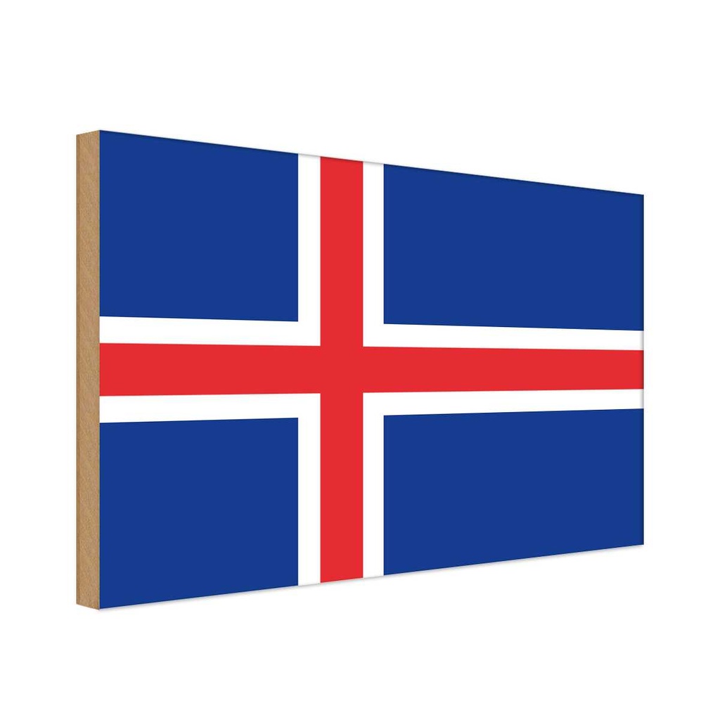 Holzschild 12x18 cm Islands Iceland Flagge Fahne Wappen