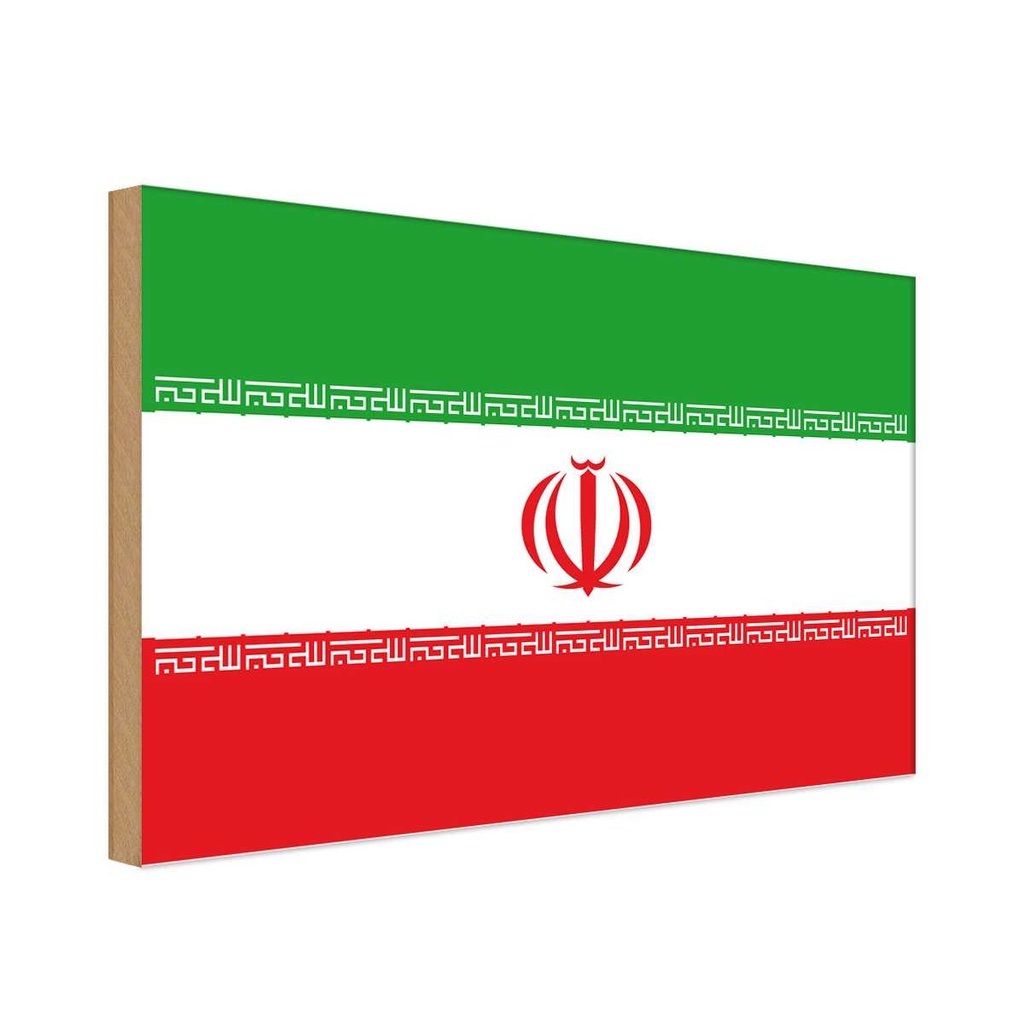 Holzschild 12x18 cm Iran Flagge Fahne Wappen
