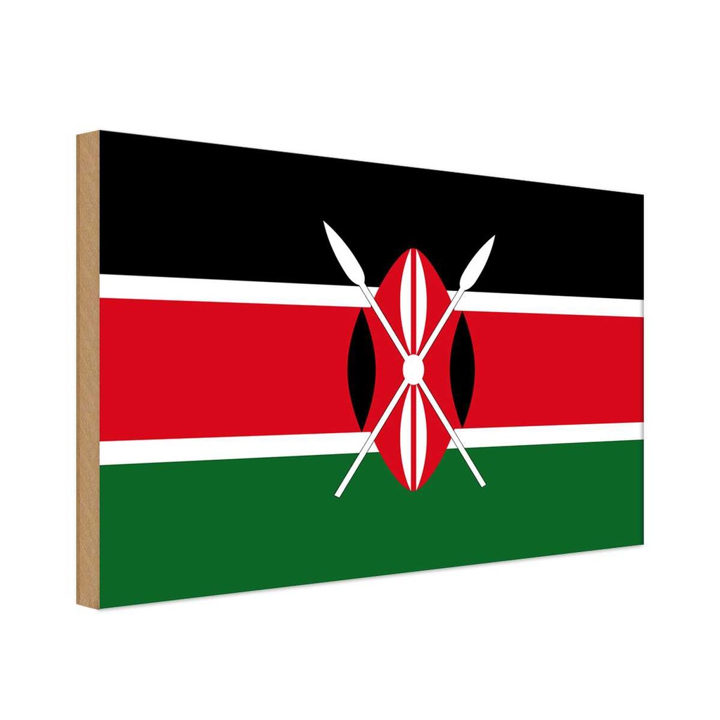 Holzschild 12x18 cm Kenias Kenya Flagge Fahne Wappen