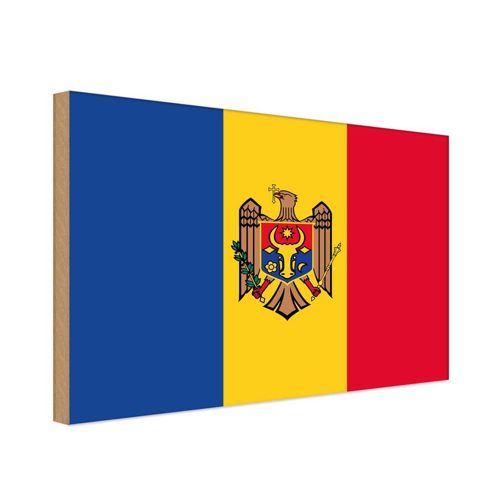 Holzschild 12x18 cm Moldau Moldova Flagge Fahne Wappen