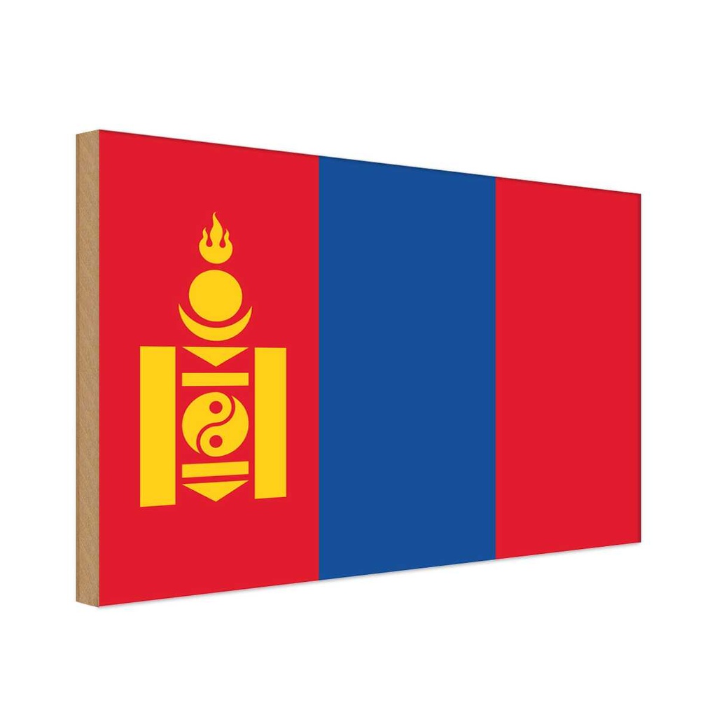 Holzschild 12x18 cm Mongolei Mongolia Flagge Straße Stadt