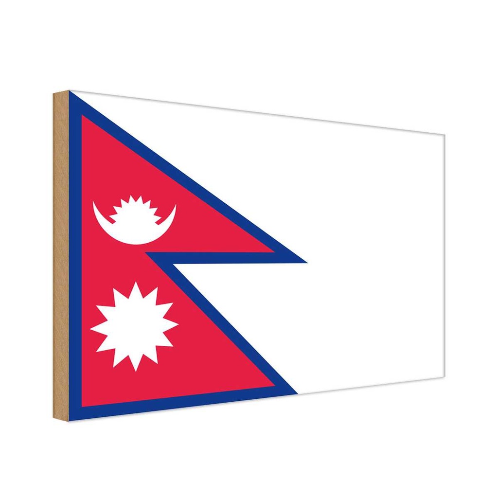 Holzschild 12x18 cm Nepals Nepal Flagge Fahne Wappen