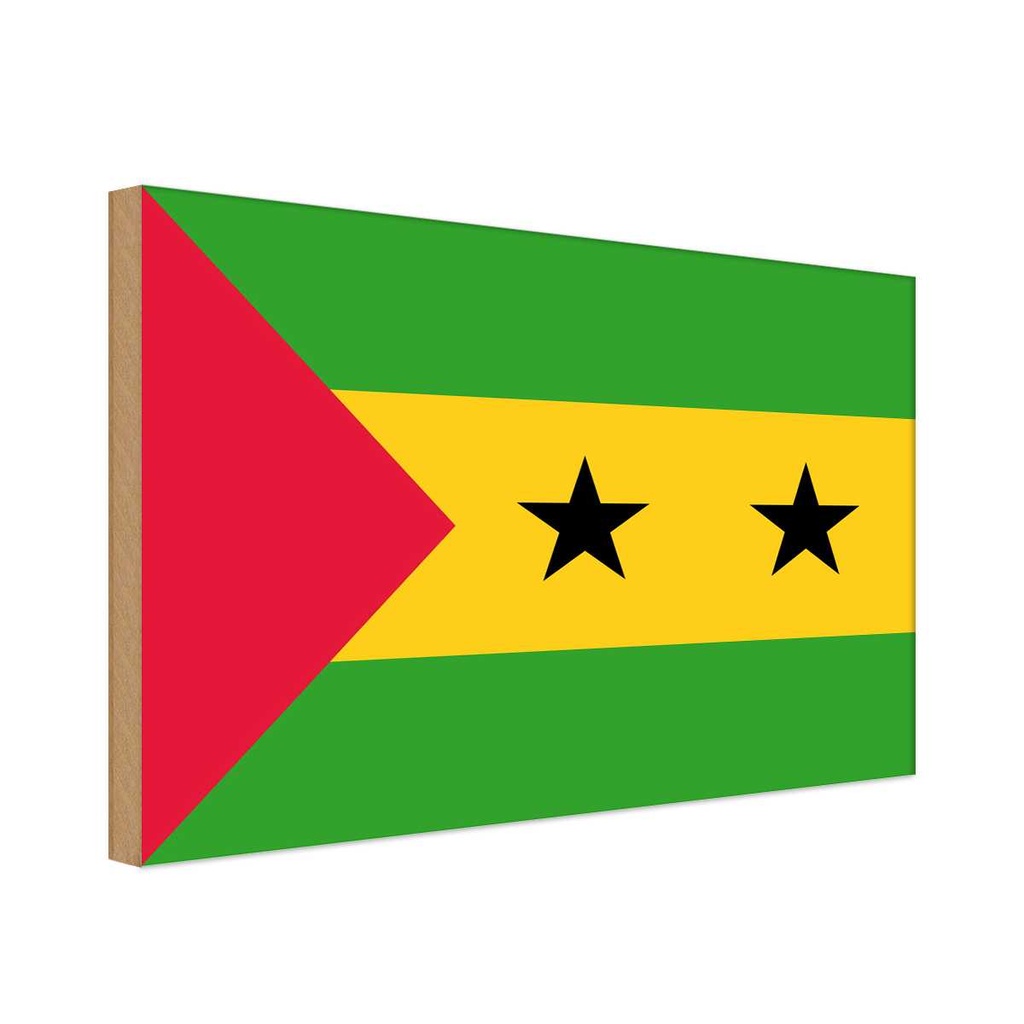 Holzschild 12x18 cm São Tomé und Príncipe Flagge Fahne Wappen
