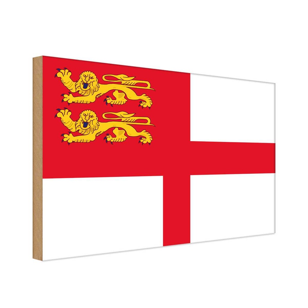 Holzschild 12x18 cm Sark Flagge Fahne Wappen