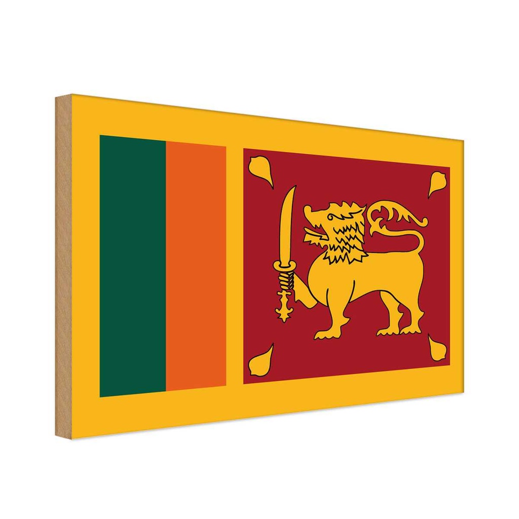 Holzschild 12x18 cm Sri Lankas Lanka Flagge Fahne Wappen