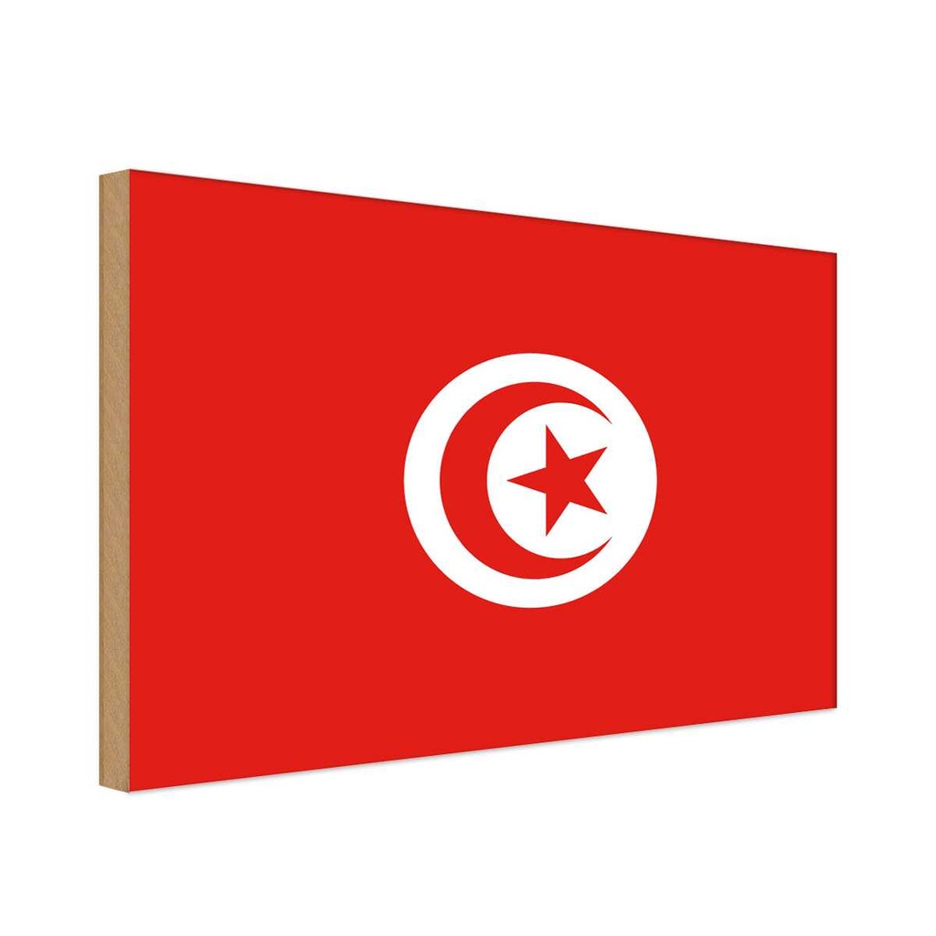 Holzschild 12x18 cm Tunesiens Tunisia Flagge Fahne Wappen