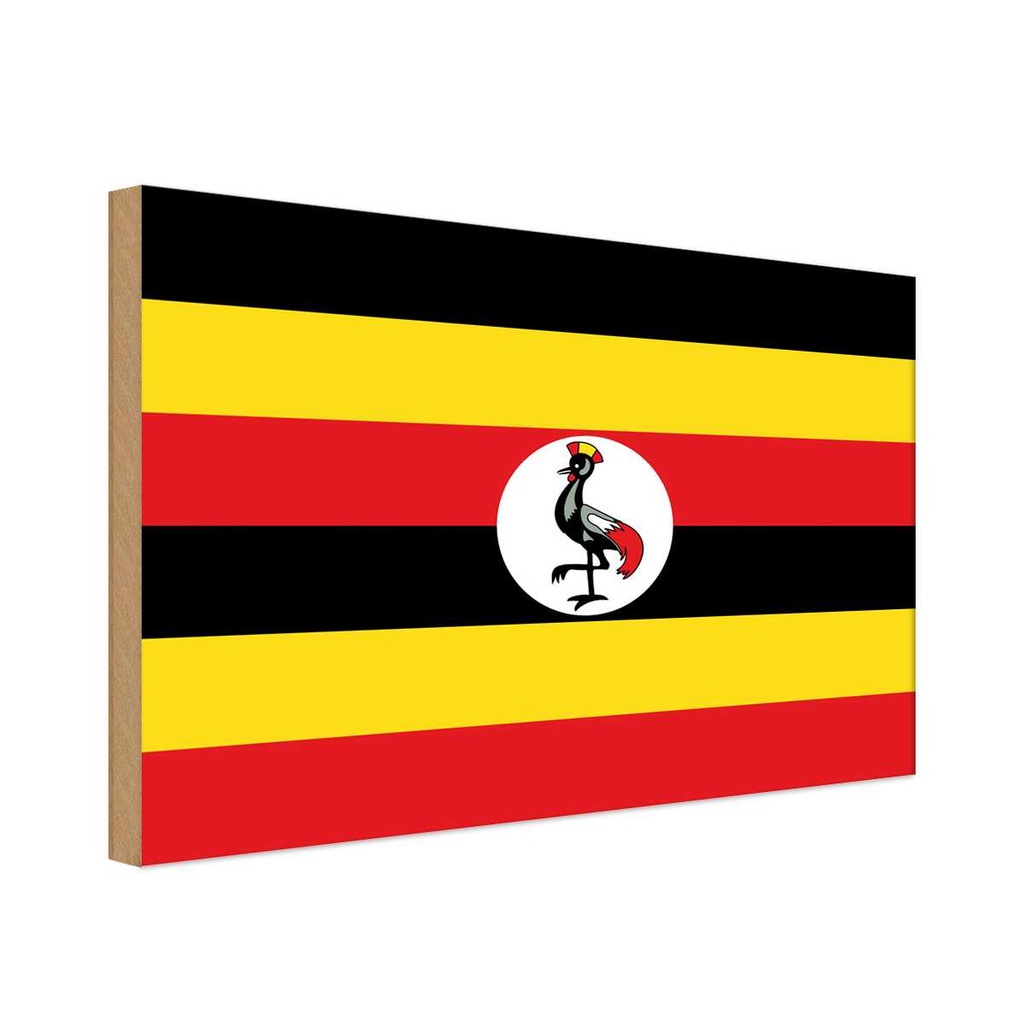Holzschild 12x18 cm Ugandas Uganda Flagge Fahne Wappen