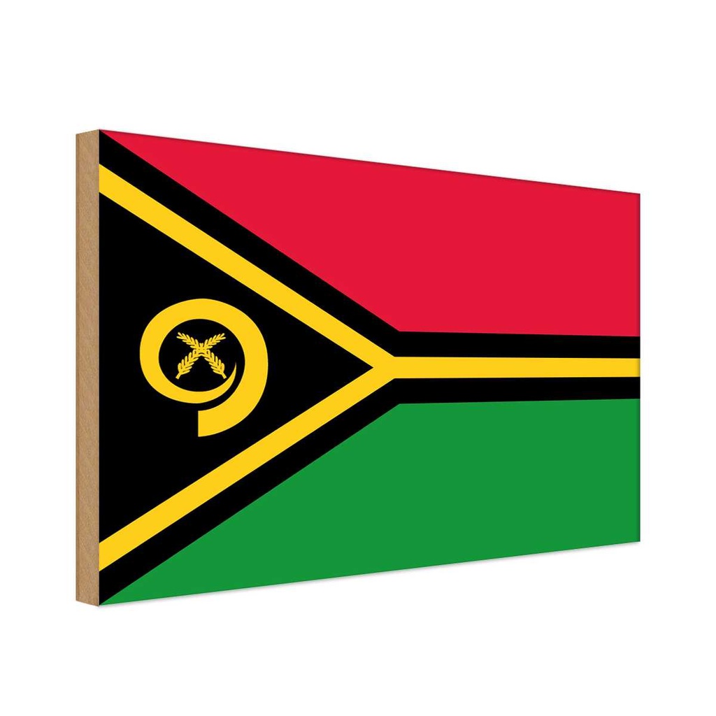 Holzschild 12x18 cm Vanuatus Vanuatu Flagge Fahne Wappen