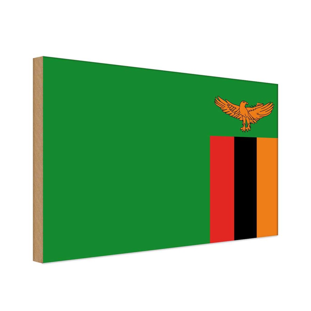 Holzschild 12x18 cm Sambias Zambia Flagge Fahne Wappen