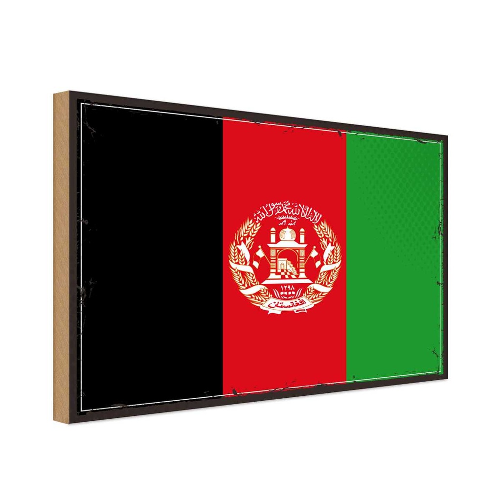 Holzschild 12x18 cm Afghanistans Afghanistan Flagge Fahne Wappen