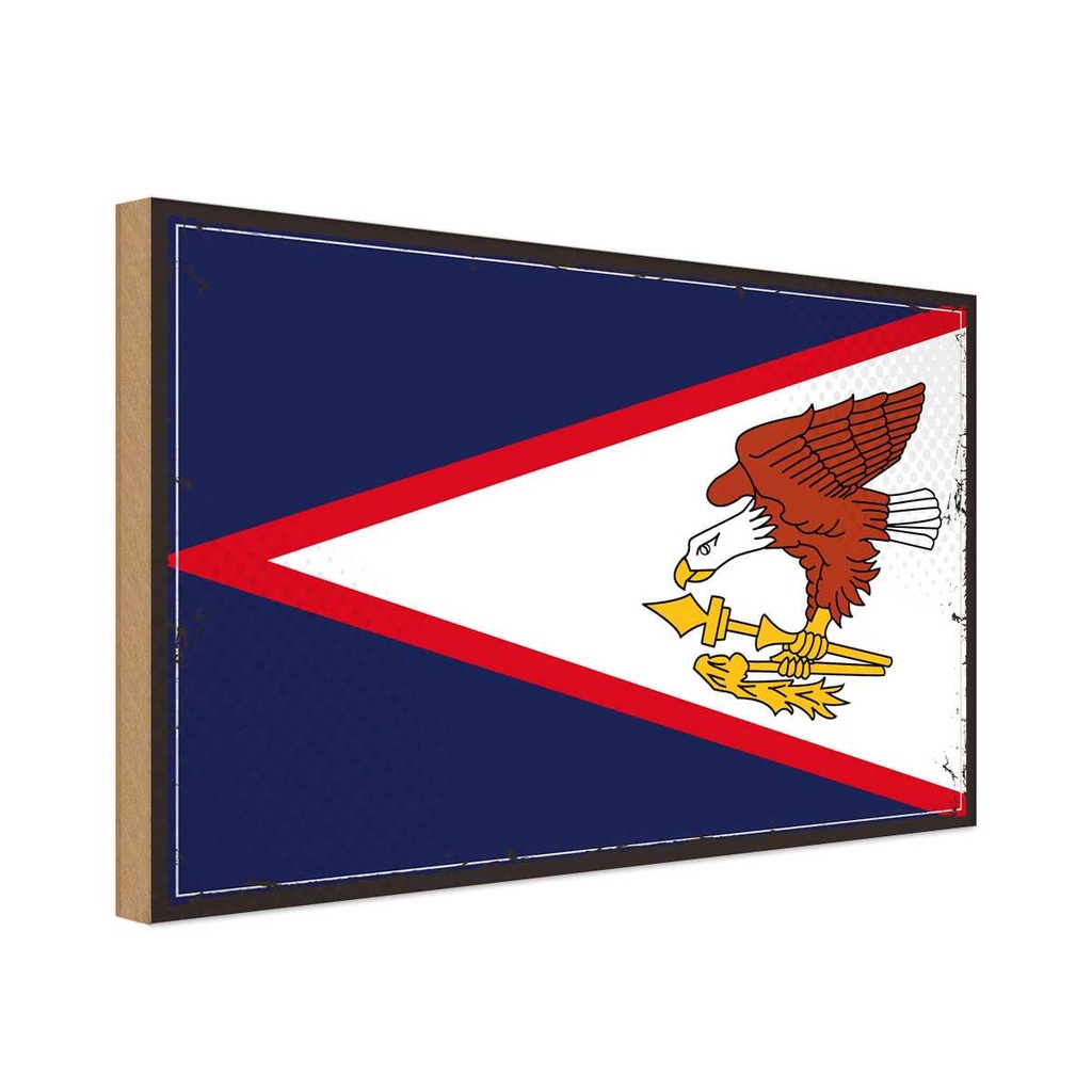 Holzschild 12x18 cm American Samoa Flagge Fahne Wappen