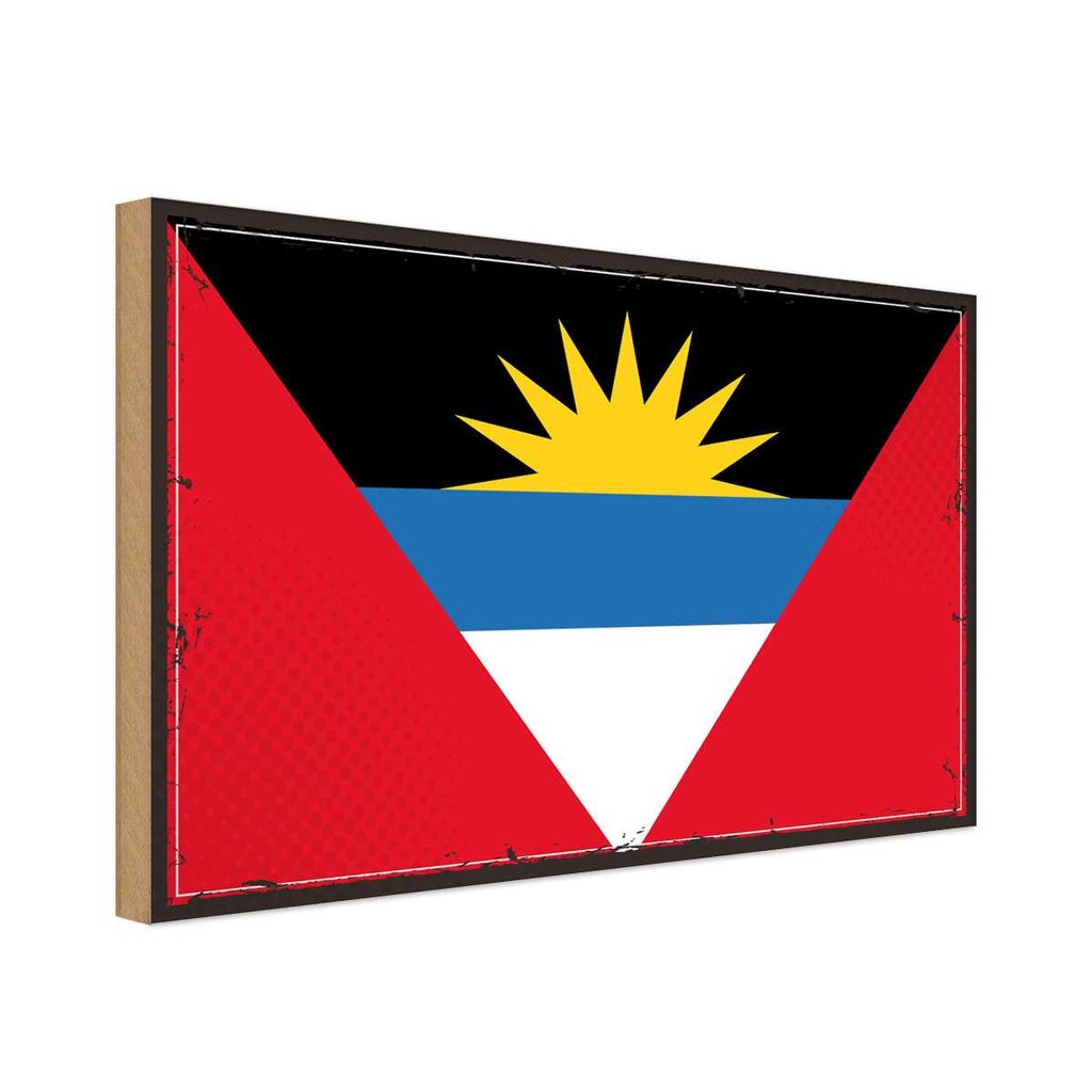 Holzschild 12x18 cm Antigua und Barbuda Flagge Fahne Wappen