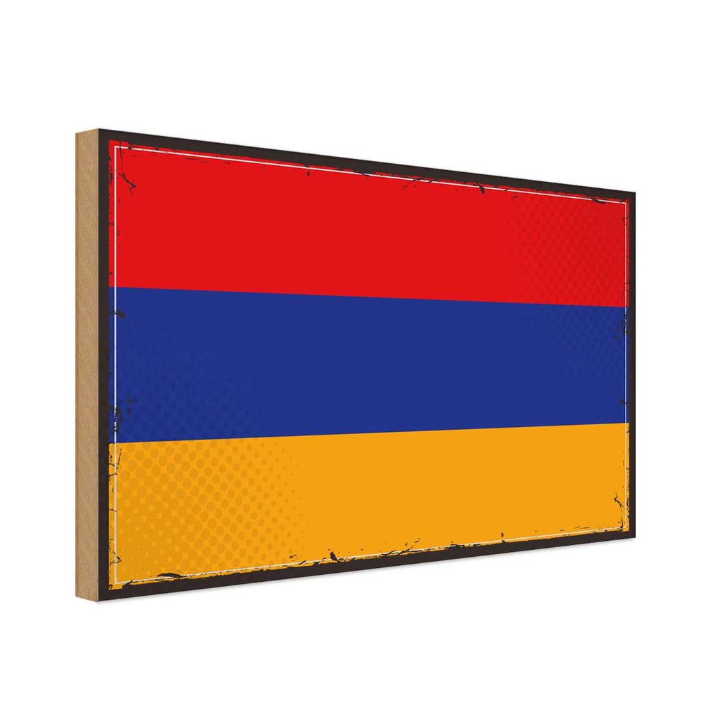 Holzschild 12x18 cm Armenien Armenia Flagge Fahne Wappen