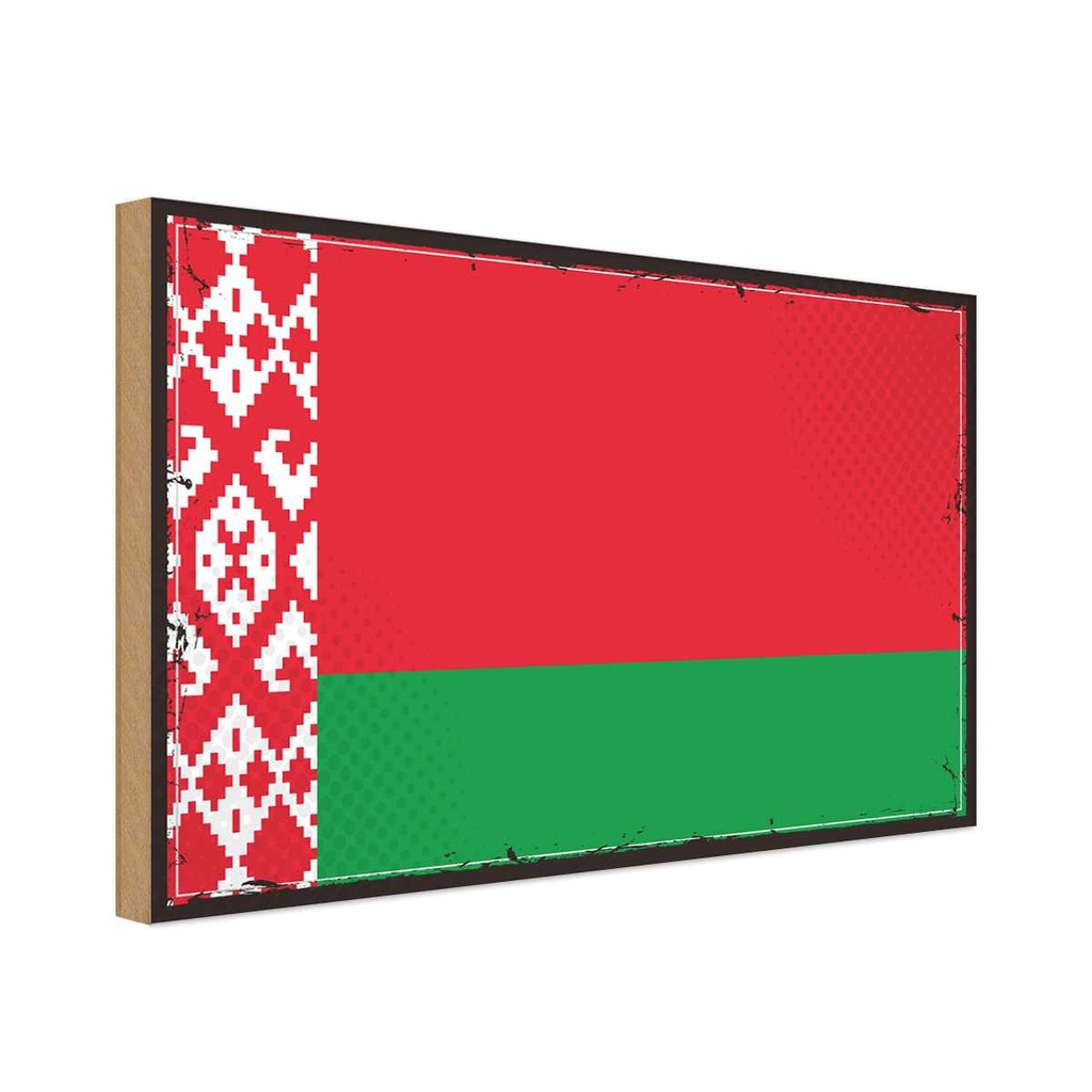 Holzschild 12x18 cm Weißrussland Belarus Flagge Fahne Wappen