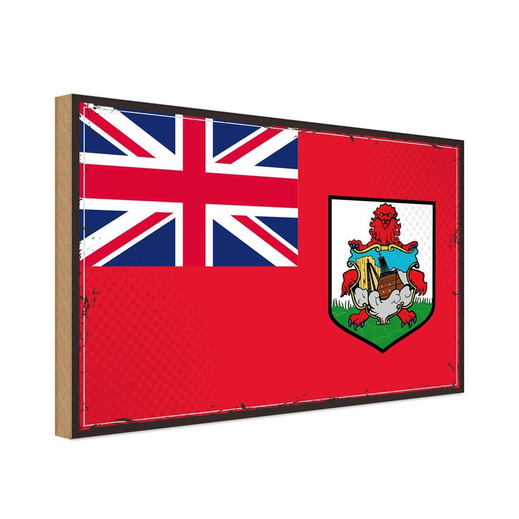 Holzschild 12x18 cm Bermudas Bermuda Flagge Fahne Wappen