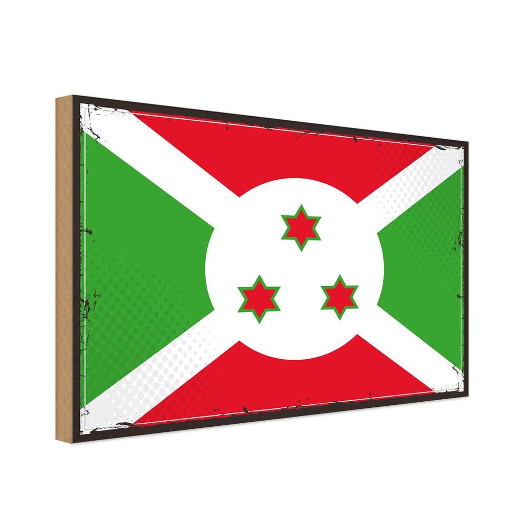 Holzschild 12x18 cm Burundis Burundi Flagge Fahne Wappen